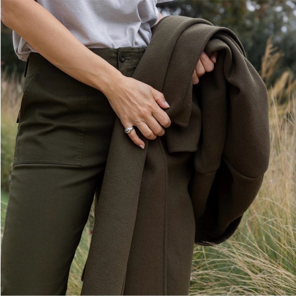 Jenni Kayne Cashmere Olive Green Overcoat  Luxury Minimalist Cost /Jacket - Picture 7 of 16